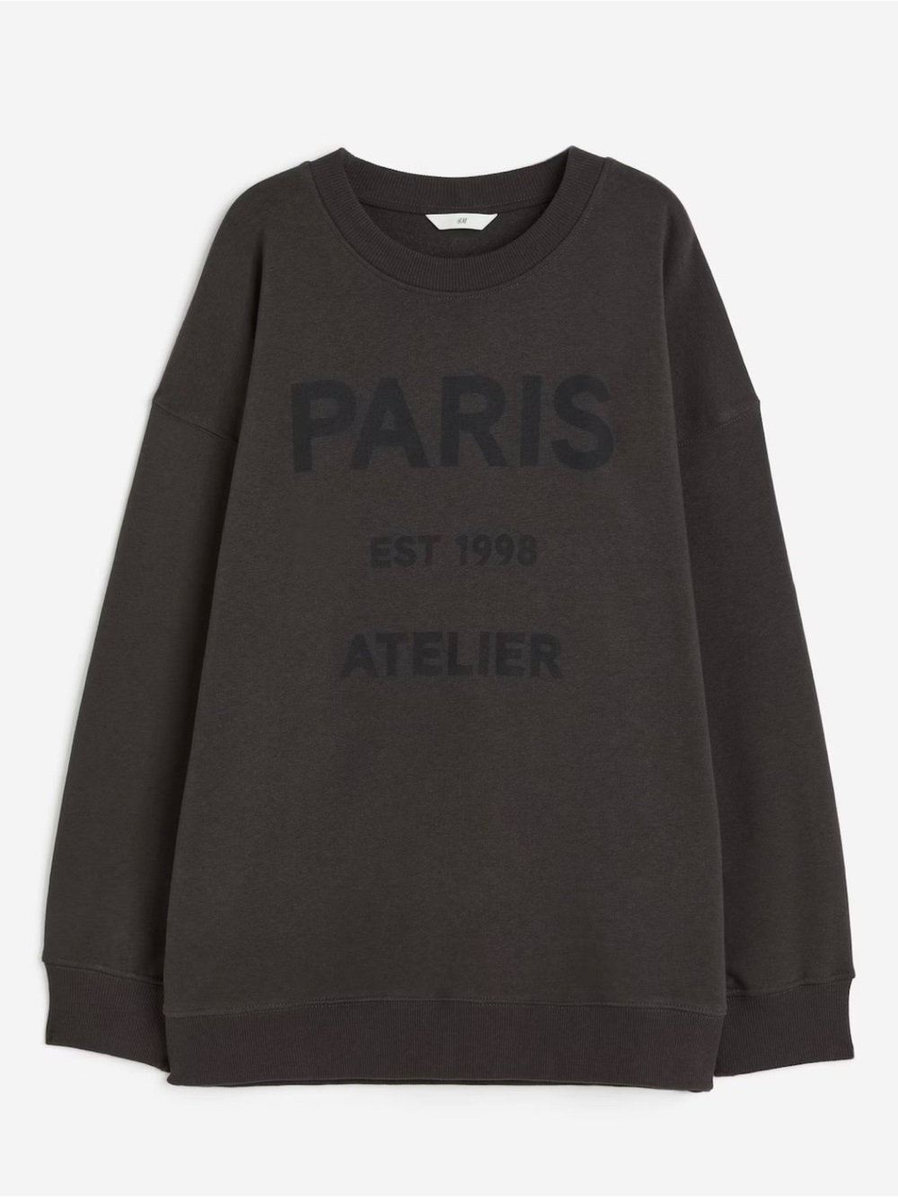 H&M Dark Gray Paris Atelier Graphic Crewneck Sweatshirt